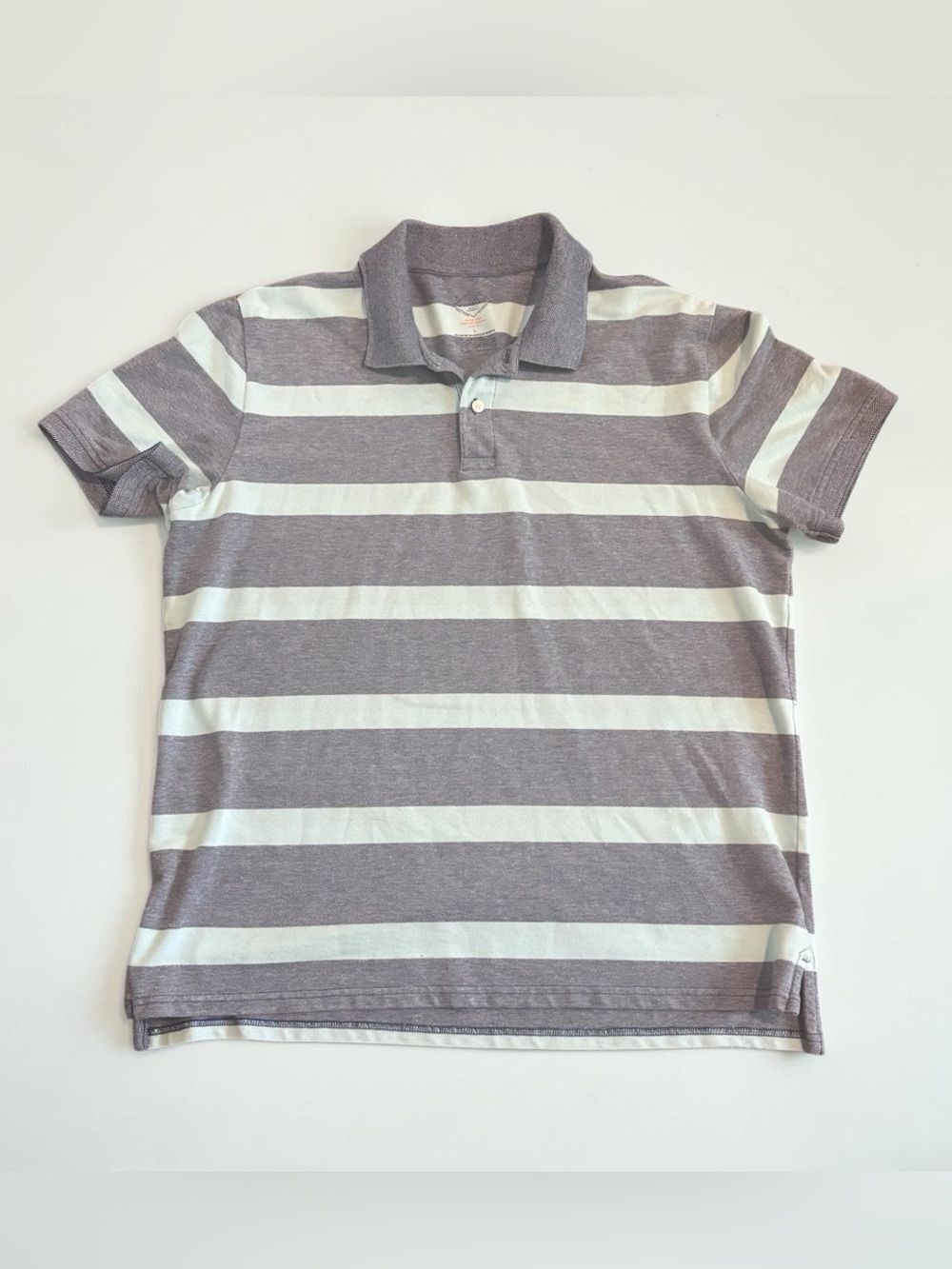St. John's Bay Teal Blue Striped Polo Shirt Men's Large Stretch